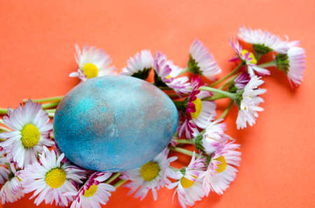 Hand painted and decoupage decorated Easter eggsの写真素材