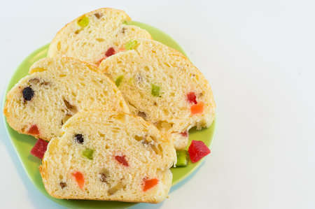 Fruit bread with dry fruit on a plate