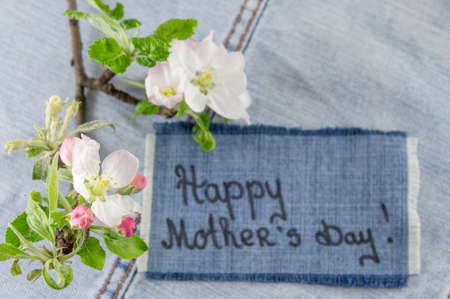 Happy mothers day note with spring flowers