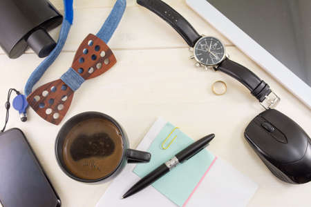 Male fashion and business accessories view from above
