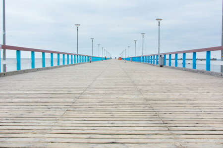 PALANGA LITHUANIA - JUNE 13: View at the Palanga wooden dock. Palanga is the most popular summer resort in Lithuaniaの写真素材