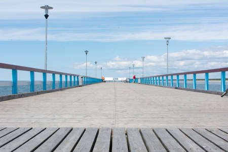 PALANGA LITHUANIA - JUNE 13: View at the Palanga wooden dock. Palanga is the most popular summer resort in Lithuaniaのeditorial素材