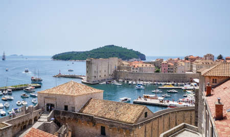 Dubrovnik, Croatia, view at the old town and city fortressの写真素材