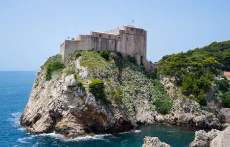 Dubrovnik, Croatia, view at the old city fortress on the rockの写真素材