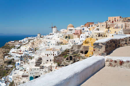 Greek Aegean island, Santorini, in the summer day, Greece, Europeの写真素材