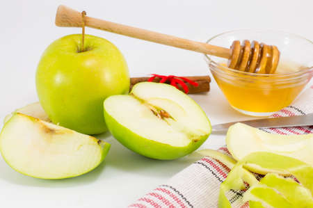 Fresh honey, cinnamon and apples. Healthy dessertの写真素材