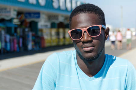 Young African American man wearing sunglasses outdoors portrait