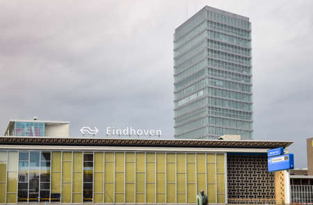 Eindhoven, the Netherlands - 15.09.2015: View at the main train station, with high business building...