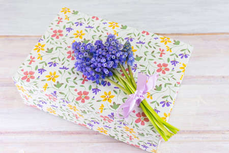 Bluebell spring flowers on top of flower pattern case