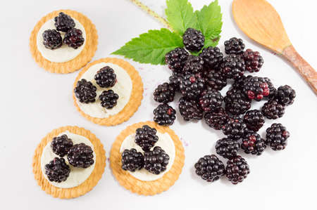fresh blackberry cookies on white background