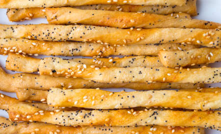 Salty snacks with sesame and poppy seedsの写真素材