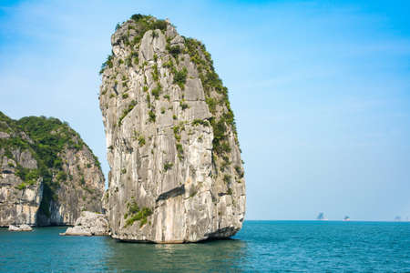 Rocks of Halong bay in Vietnam, rising from the seaの写真素材
