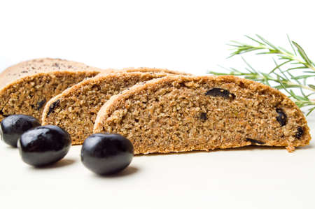Home made rye bread with olives inside