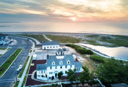 Sunset over the Atlantic ocean, aerial viewのeditorial素材