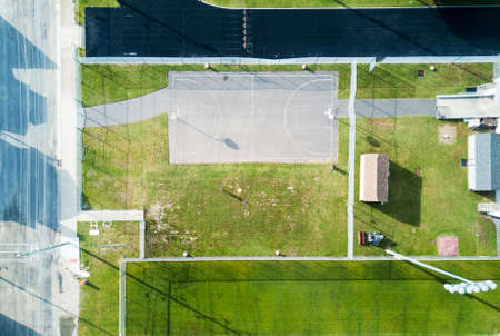 Basketball court and running tracks aerial birds eye viewの写真素材