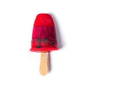 Homemade watermelon fruit popsicles ice cream isolatedの写真素材