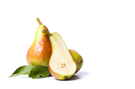 Fresh pears fruit isolated on white backgroundの写真素材