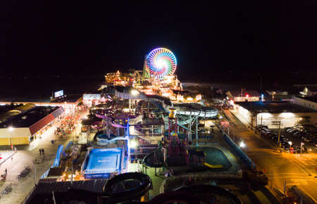 amusement park photo taken from the sky at nightのeditorial素材