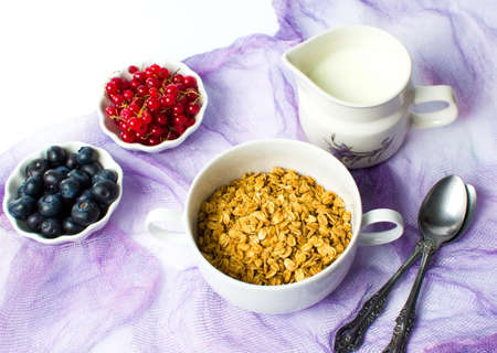 Granola muesli with berry fruit for a healthy breakfast