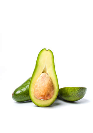Avocado slices isolated on white background. Healthy foodの写真素材