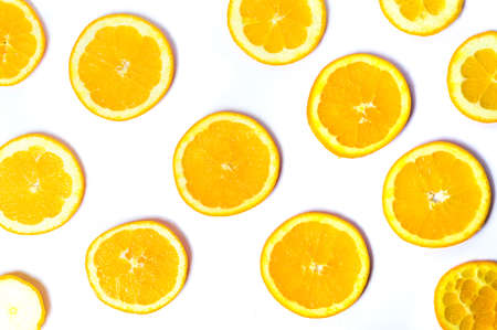 Sliced oranges and lemon background pattern isolated flay lay