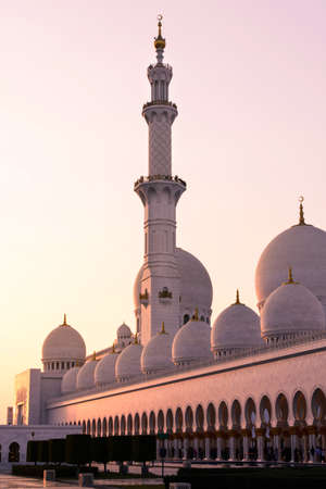Sheikh Zayed Grand Mosque at sunset in  Abu Dhabi - UAE