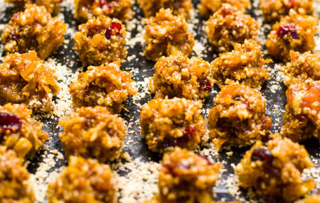Bunch of crunchy homemade dessert cookies on a plate