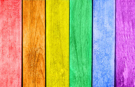 LGBT flag colored wooden board abstract backgroundの写真素材