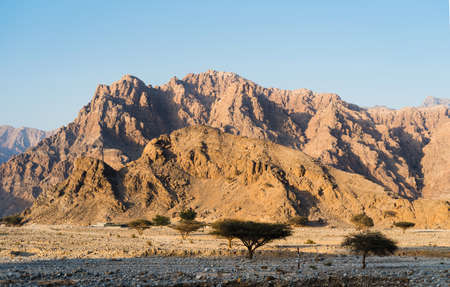 Stunning desert mountain scenery of Jabal Jais in the United Arab Emirates