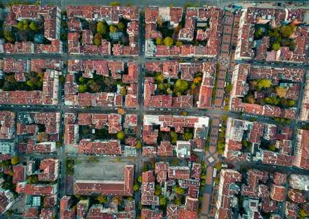 Aerial view of downtown Sofia Bulgaria with amazing red roofsの写真素材