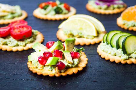 Healthy snacks with fruit and vegetables for a diet snackの写真素材