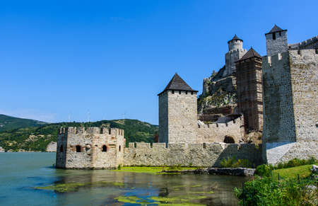 Medieval Golubac fortress on Danube river in Serbiaのeditorial素材