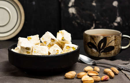 Turkish delight dessert with pistachio on a plate