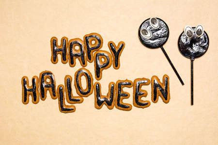 Halloween day background card with scary lollipops
