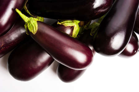 Raw Eggplant on a white background isolatedの写真素材