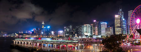 Hong Kong - August 8, 2018: Hong Kong island downtown central harbor and downtown modern cityscape...