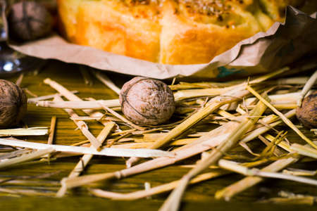 Orthodox Christmas eve bread and traditional arrangement
