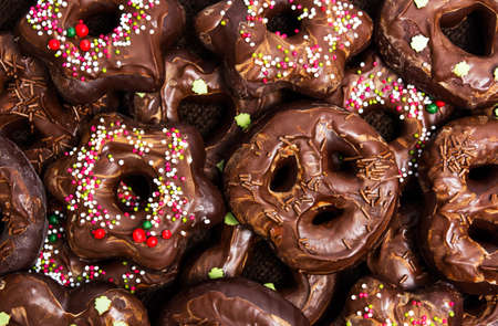 Homemade chocolate pretzel dessert snacks top view