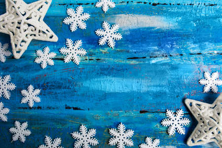 Christmas blue abstract background card with decorations