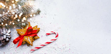 Christmas cookies and winter holidays abstract backgroundの写真素材