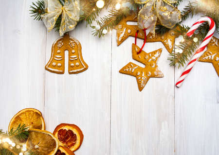 Christmas cookies in shapes of festive symbols