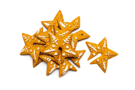 Christmas festive shaped cookies isolated on white