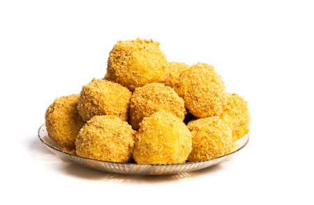Bread crumb dumplings on a plate isolated