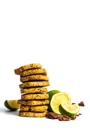 Biscuits with chia seeds on white backgroundの写真素材