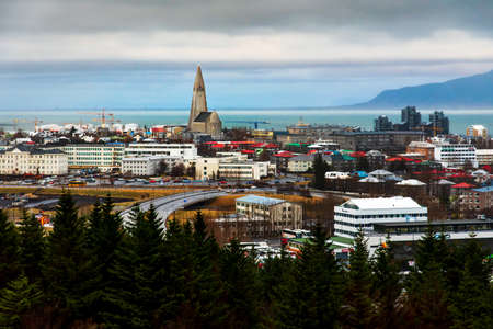 Landmark view of Reykjavik, the capital city of Icelandのeditorial素材