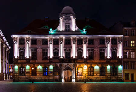 Wroclaw, Poland - December 23, 2018 - Main University square in Wroclaw old city at nightのeditorial素材