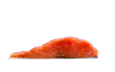 Salmon fish meat isolated on white backgroundの写真素材