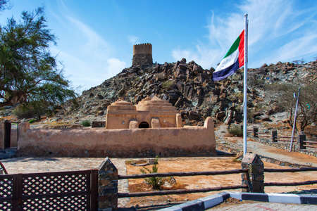 Al Bidya historical mosque and fort in emirate of Fujairah in United Arab Emiratesのeditorial素材
