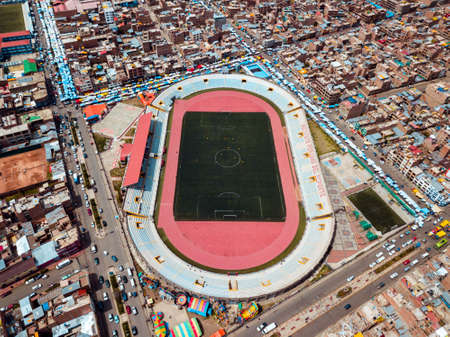 Aerial of a soccer stadium in South Americaのeditorial素材
