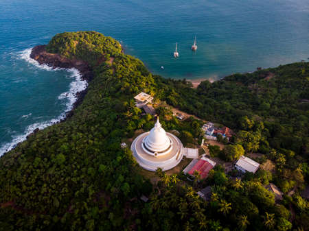 Japanese Peace Pagoda Buddhist temple near Unawatuna in Sri Lankaの写真素材